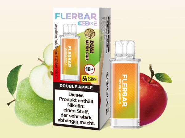 Flerbar PODS - Double Apple (Doppel-Apfel) - 20mg - 2er Set