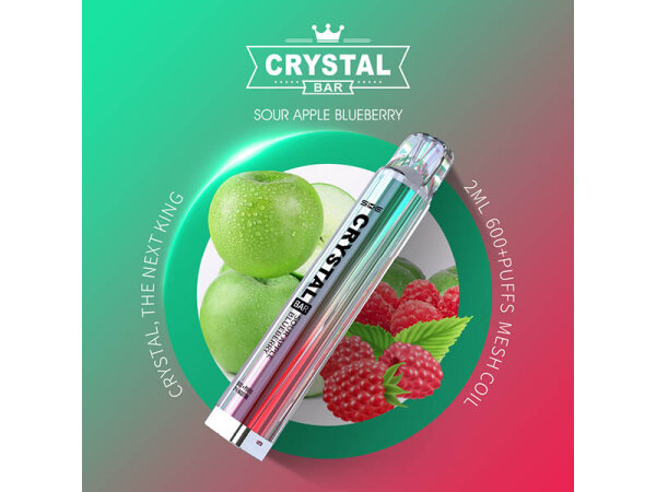 Crystal Bar - Sour Apple Blueberry - E-Shisha - 2% Nikotin - 600 Züge
