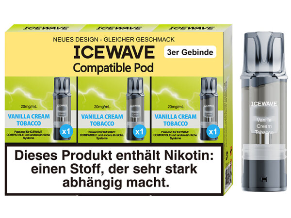 ICEWAVE 3 in 1 Pod - Vanilla Cream Tobacco - 20mg - 3er Set