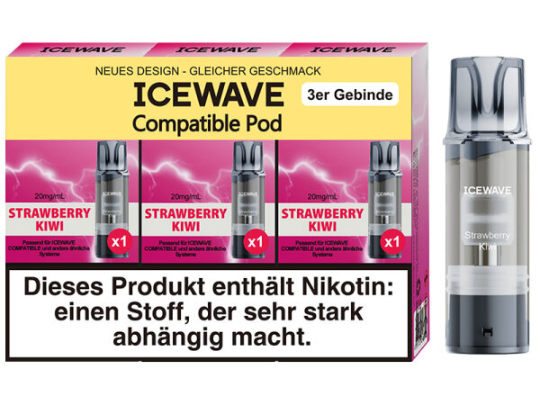 ICEWAVE 3 in 1 Pod - Strawberry Kiwi - 20mg - 3er Set