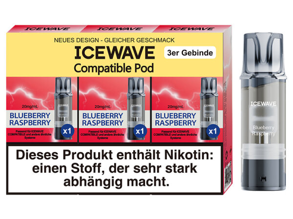 ICEWAVE 3 in 1 Pod - Blueberry Raspberry - 20mg - 3er Set