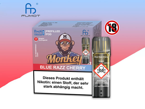 RandM Tornado - Prefilled Pod - Blue Razz Cherry - 20mg - 2er Set