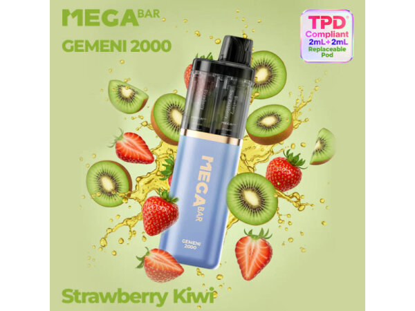 Mega Bar - GEMENI 2000 - Pods - Strawberry Kiwi - mit Nikotin - 2er Set
