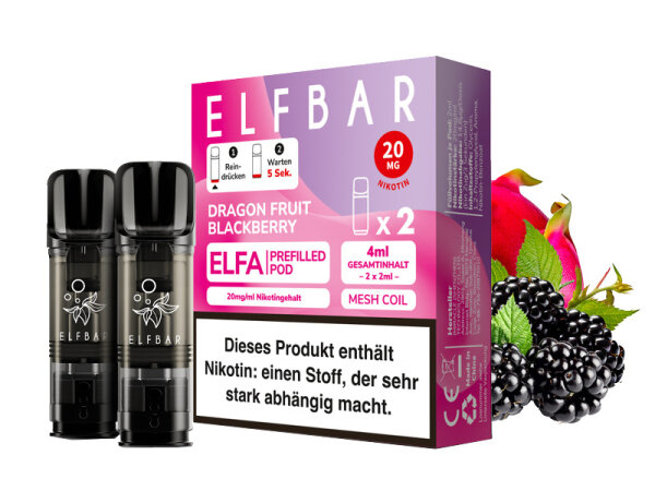 Elf Bar - ELFA CP Prefilled Pod - Dragon Fruit Blackberry - 20mg - 2er Pack