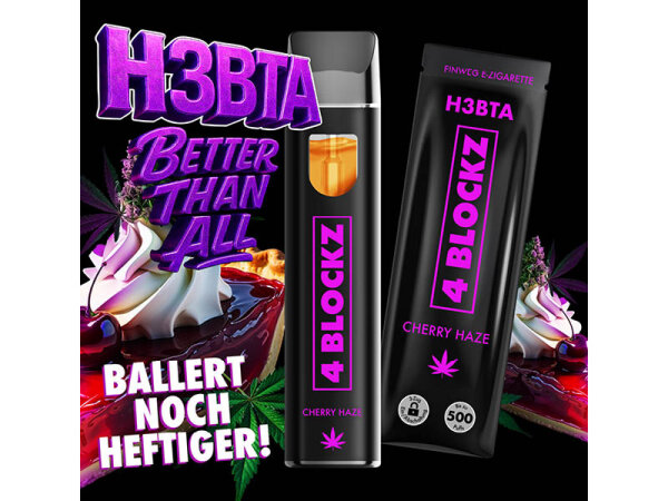 4 Blockz H3 95% H3BTA - Cherry Haze - E-Shisha - 1 ml