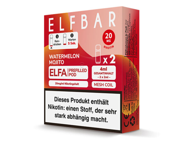 Elf Bar - ELFA CP Prefilled Pod - Watermelon Mojito - 20mg - 2er Pack