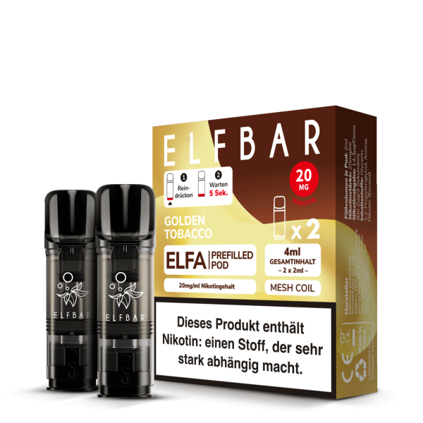 Elf Bar - ELFA CP Prefilled Pod - Golden Tobacco - 20mg - 2er Pack